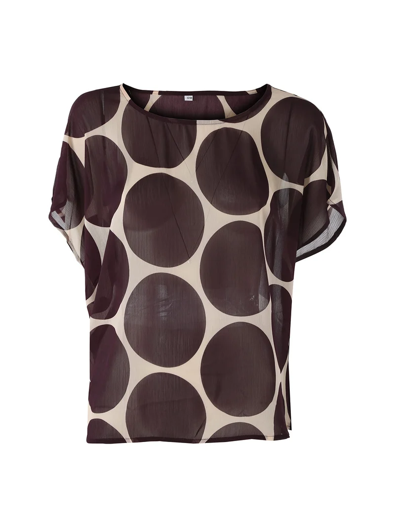 Blusa donna velata senza maniche con stampa a cerchi - viola