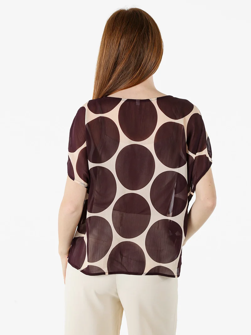 Blusa donna velata senza maniche con stampa a cerchi - viola