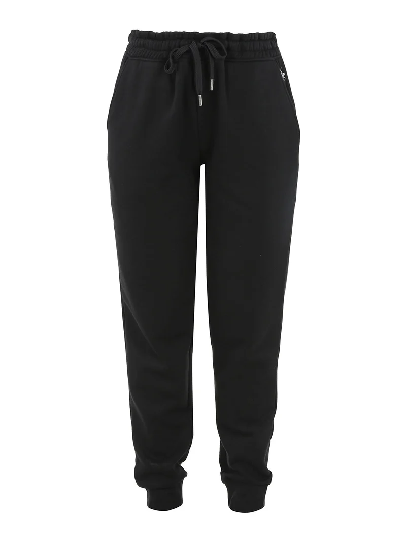 Pantaloni sportivi da donna felpati con coulisse - nero
