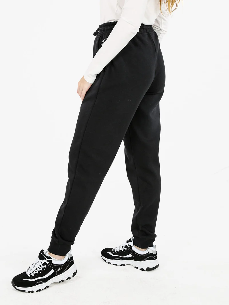 Pantaloni sportivi da donna felpati con coulisse - nero