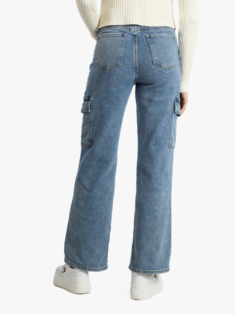 Jeans donna a gamba larga con tasconi - jeans