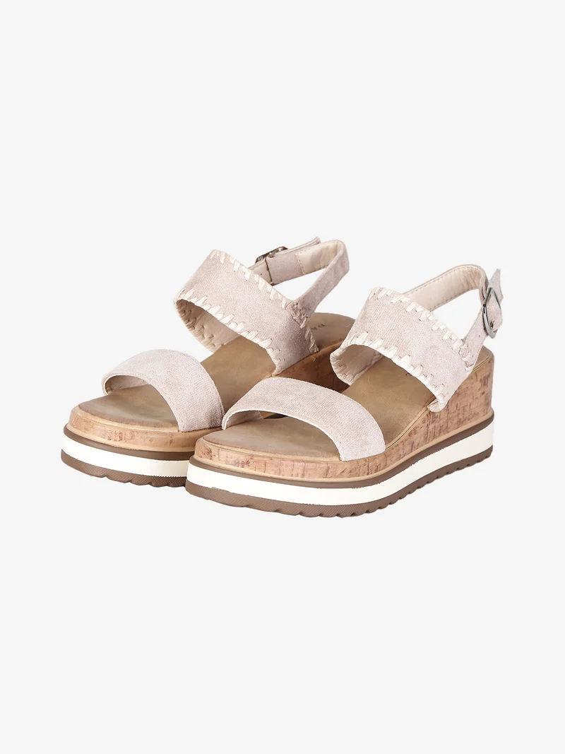 Sandali donna con zeppa e plateau - beige