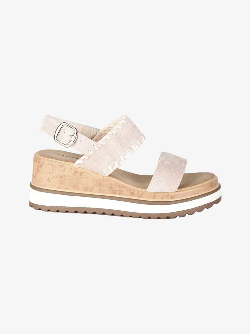 Sandali donna con zeppa e plateau - beige
