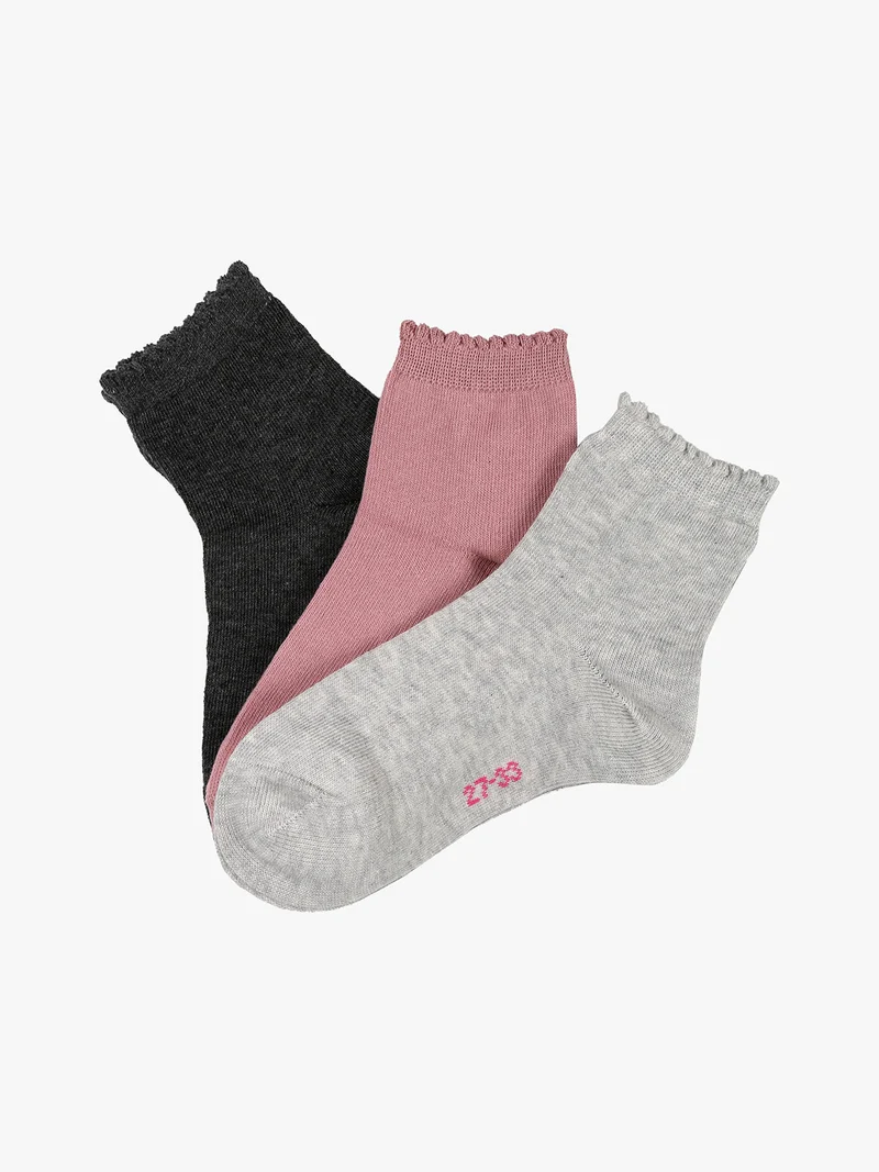 Confezione da 3 paia di calze corte da bambina in caldo cotone - rosa