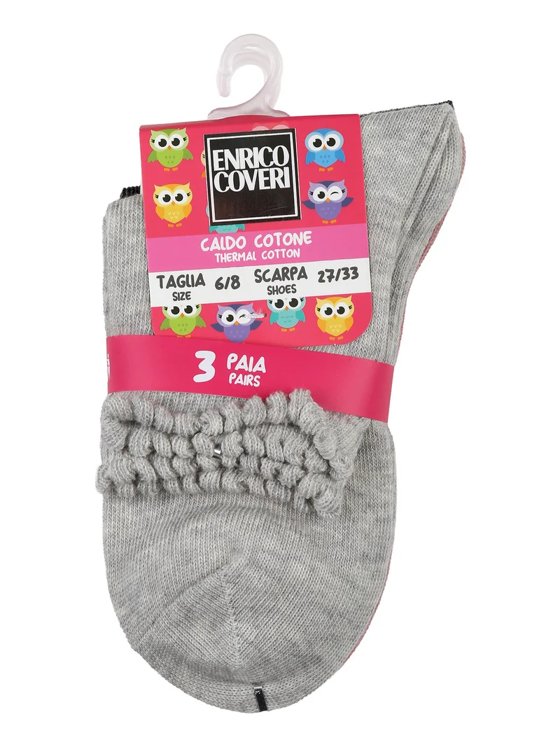 Confezione da 3 paia di calze corte da bambina in caldo cotone - rosa