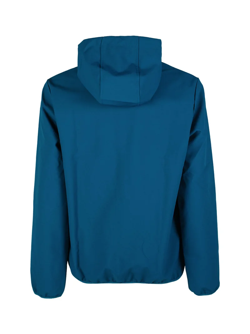 Giacca a vento da uomo impermeabile con cappuccio e zip - turchese