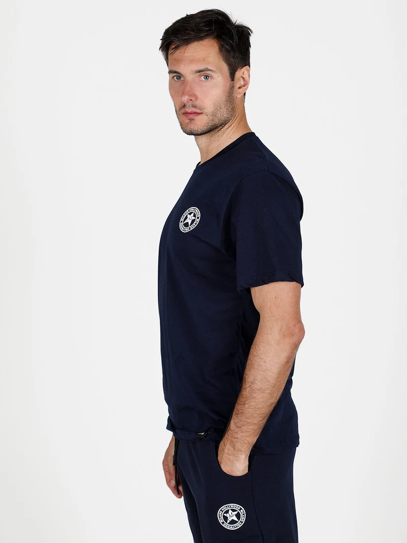 T-shirt girocollo da uomo in cotone - blu scuro