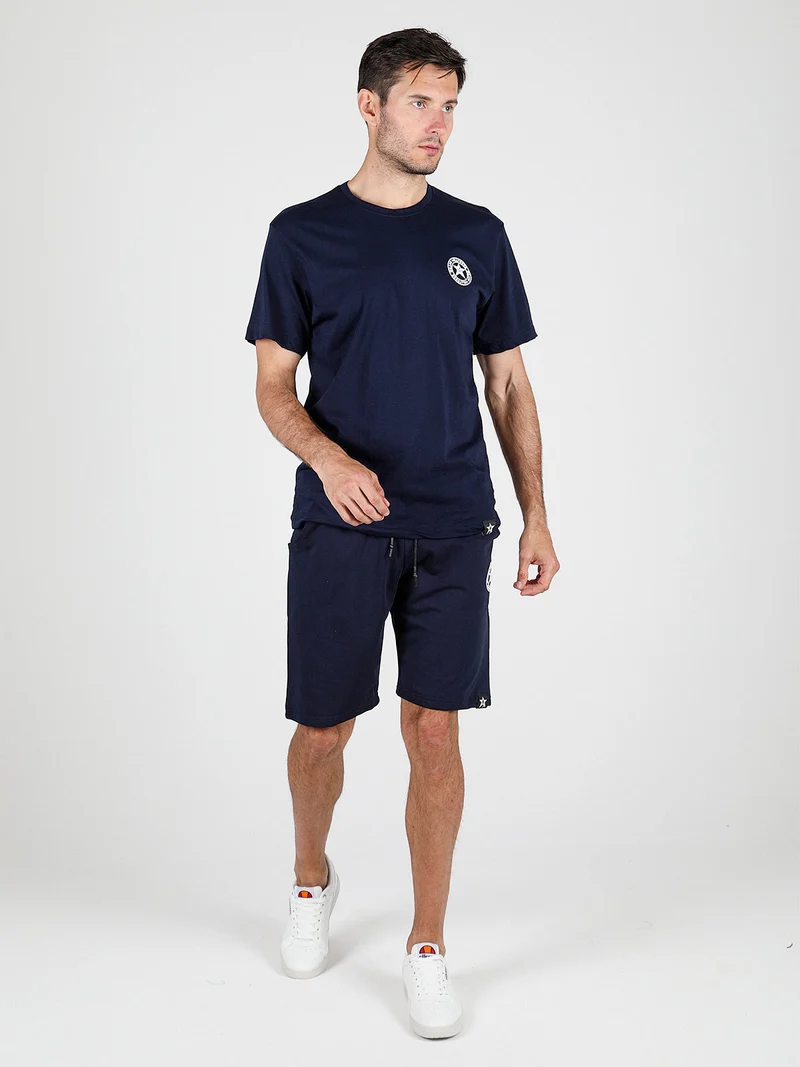 T-shirt girocollo da uomo in cotone - blu scuro