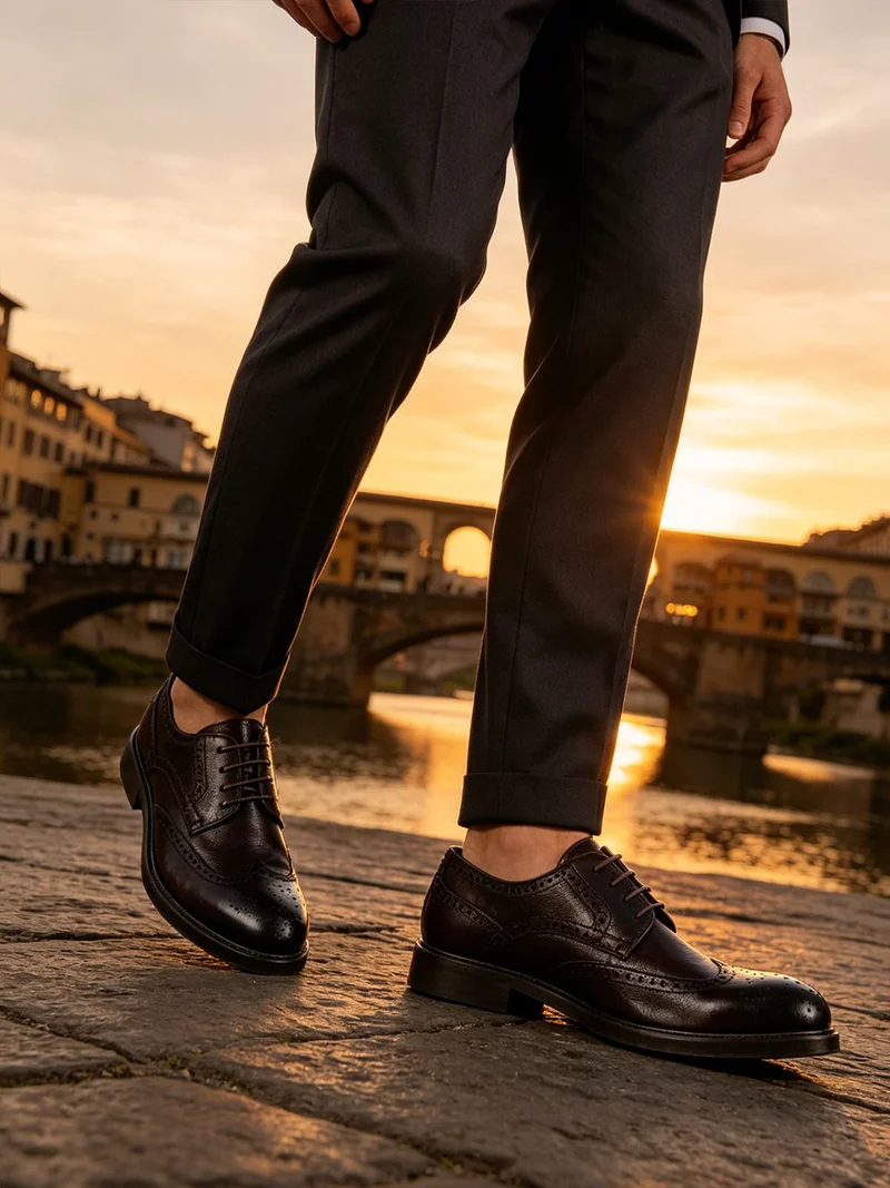Scarpe classiche in pelle da uomo stringate - moro
