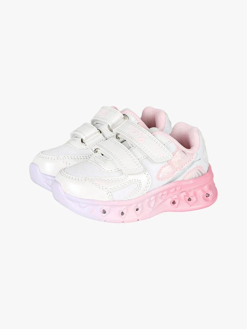Sneakers da bambina con luci e strappi - bianco