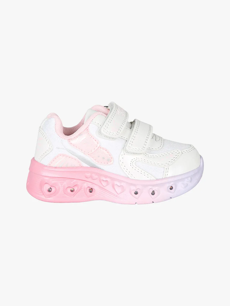 Sneakers da bambina con luci e strappi - bianco