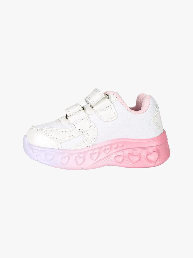 Sneakers da bambina con luci e strappi - bianco