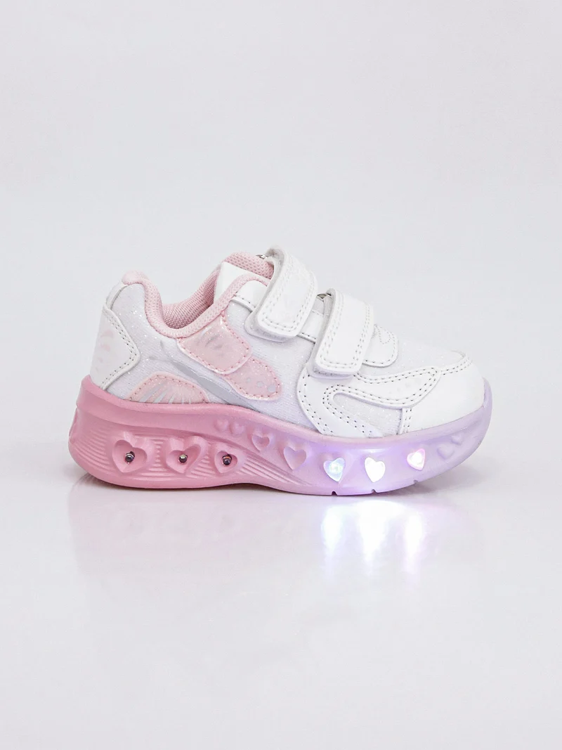 Sneakers da bambina con luci e strappi - bianco