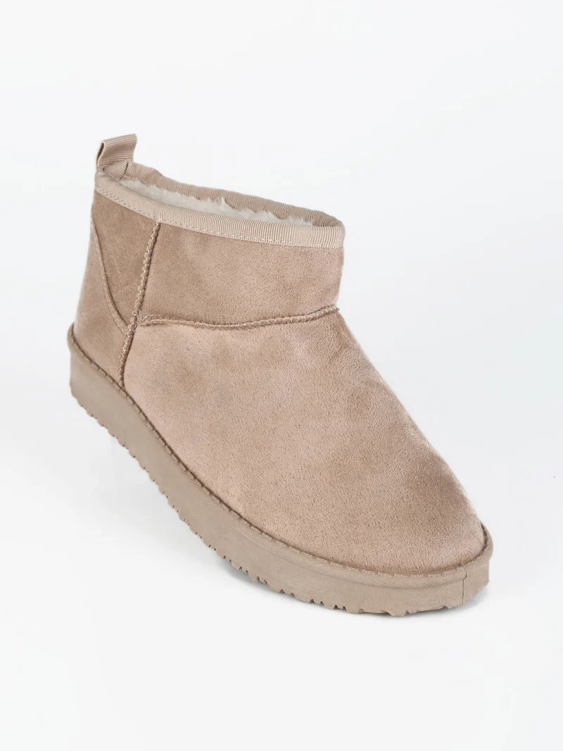 Stivaletti imbottiti con pelo da donna - beige
