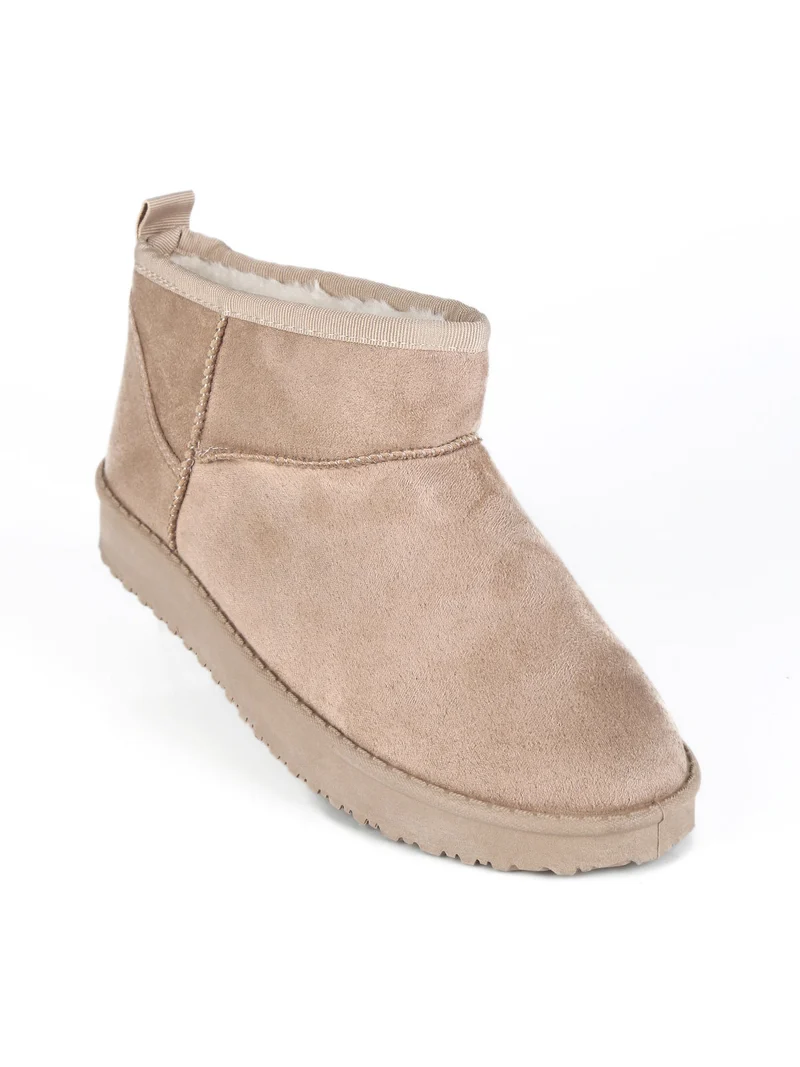 Stivaletti imbottiti con pelo da donna - beige