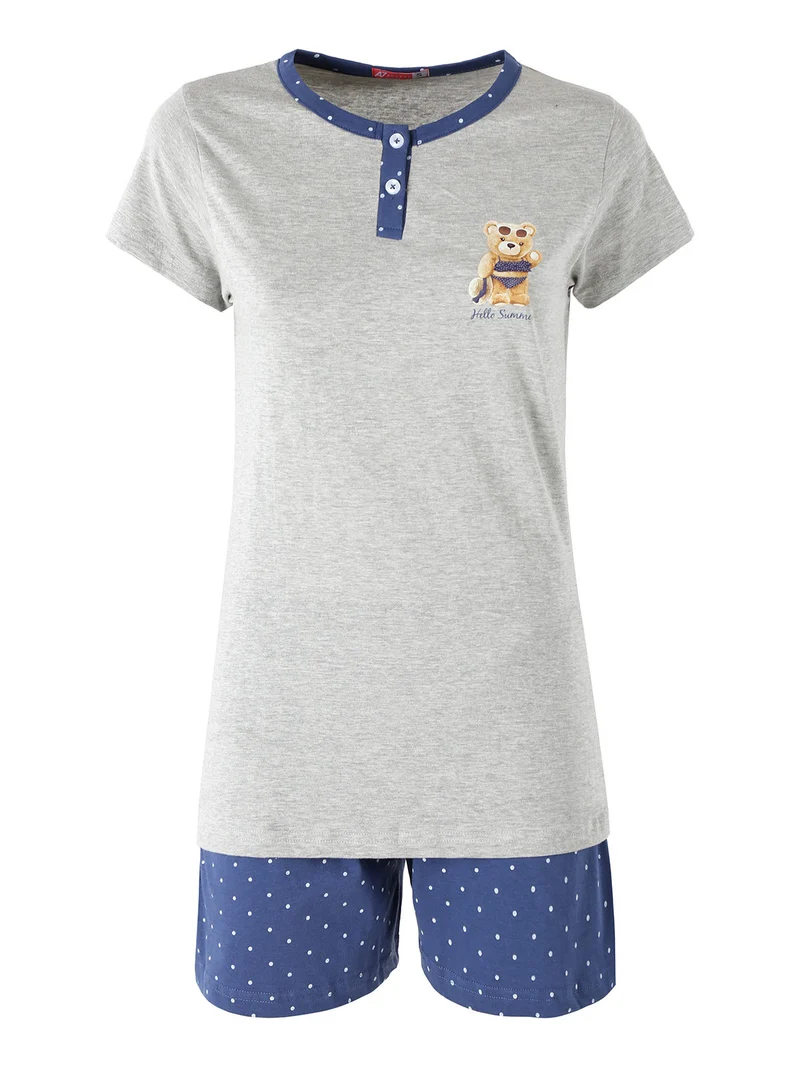 Pigiama corto da donna in cotone - grigio