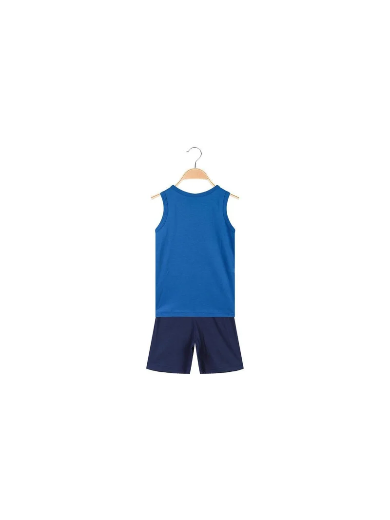 Completo smanicato 2 pezzi da bambino con stampa - blu