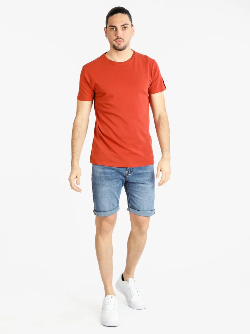 T-shirt uomo manica corta in cotone - cuoio