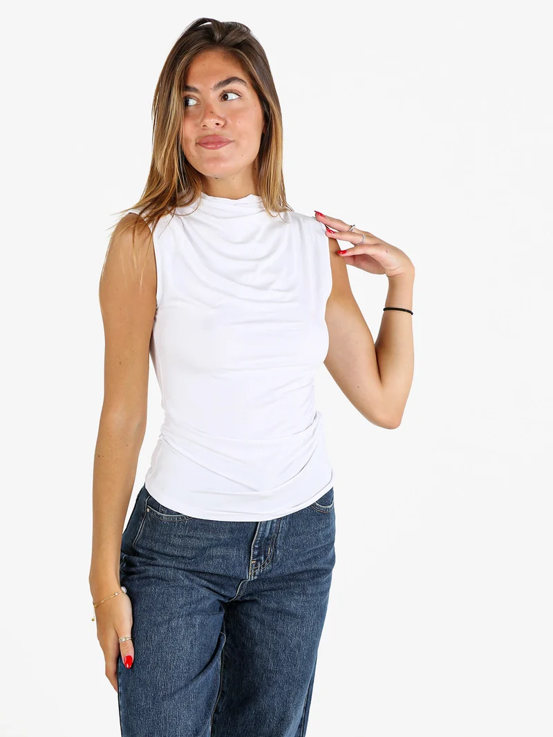 Top donna accollato - bianco