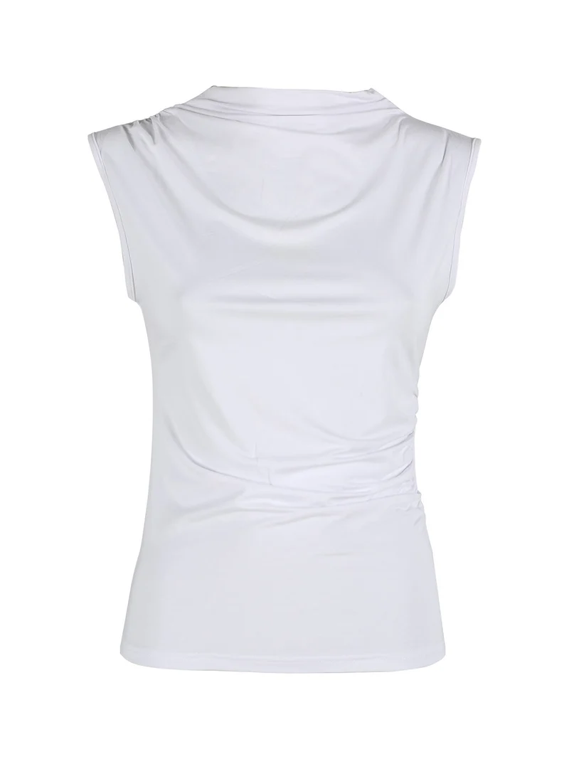 Top donna accollato - bianco