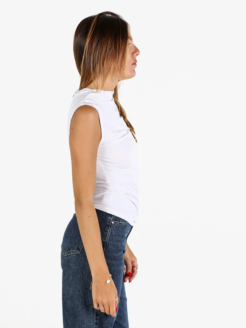 Top donna accollato - bianco
