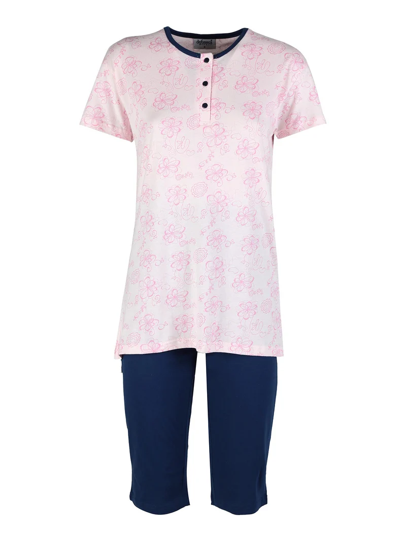 Pigiama corto da donna in cotone con pinocchietto - rosa