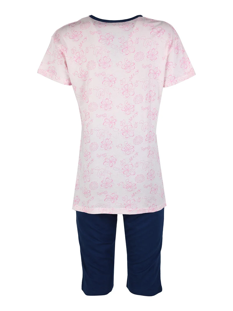 Pigiama corto da donna in cotone con pinocchietto - rosa