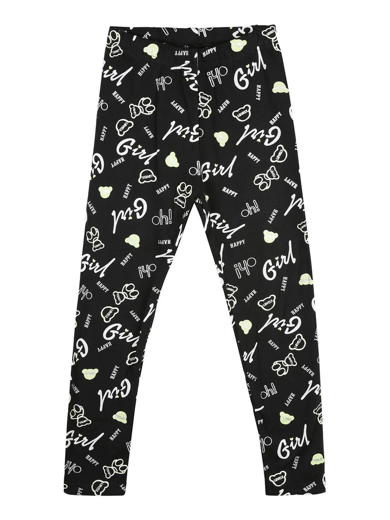 Leggings bambina con stampe in cotone felpato - mela