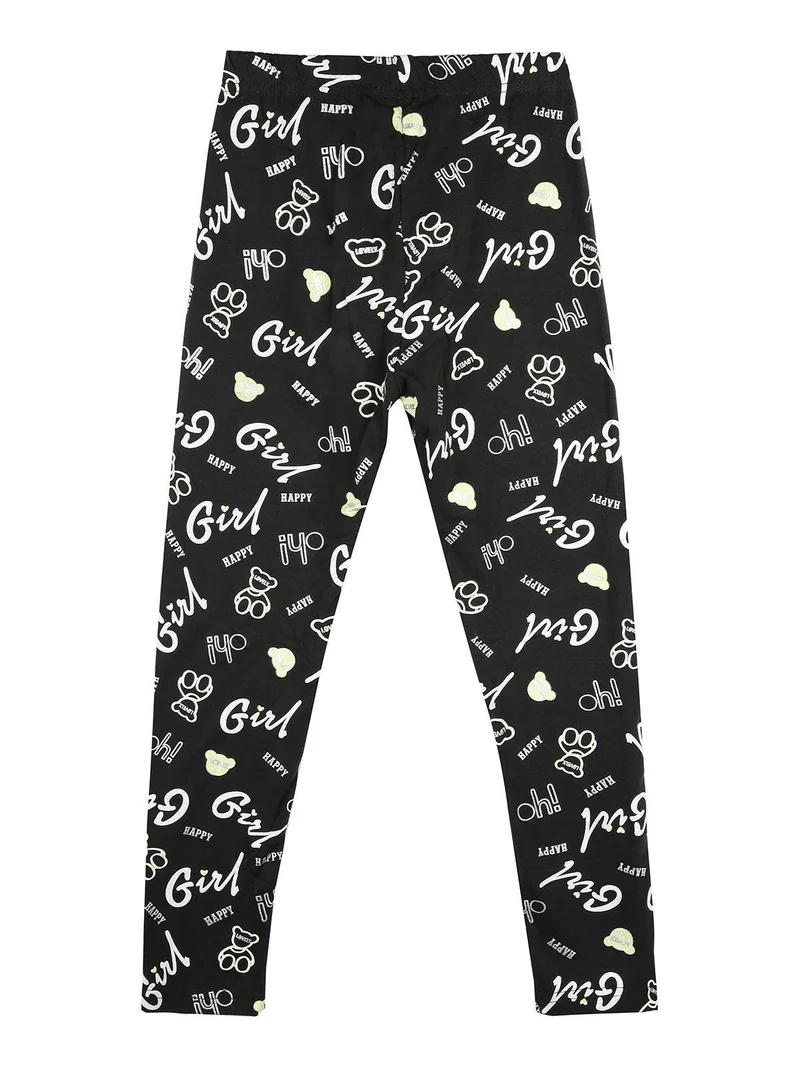 Leggings bambina con stampe in cotone felpato - mela