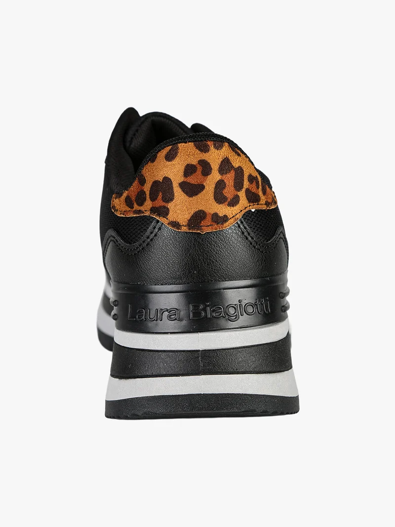 Sneakers donna stringate con platform - nero