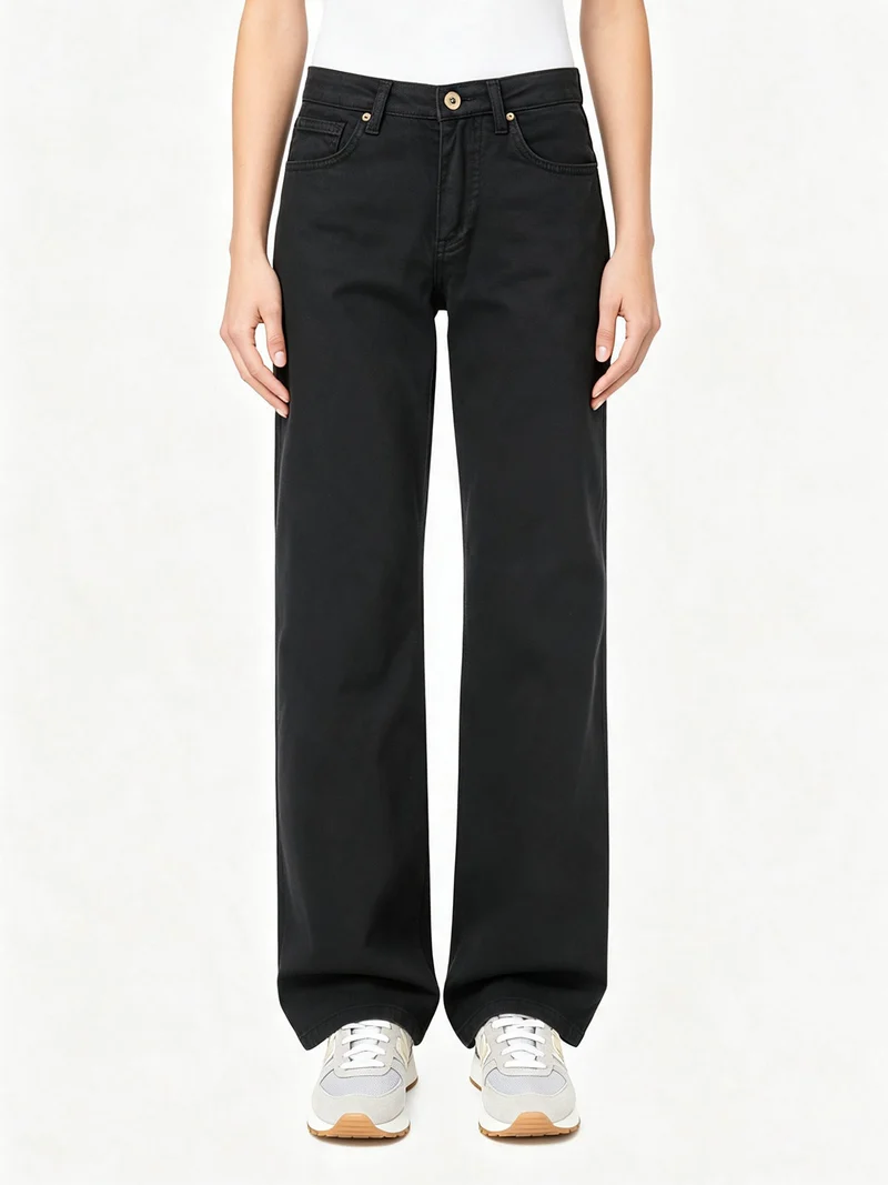 Pantaloni jeans da donna a gamba larga - nero