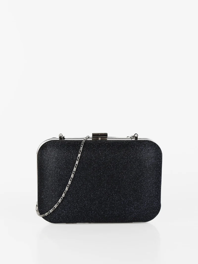 Pochette donna rigida brillantinata - blu scuro