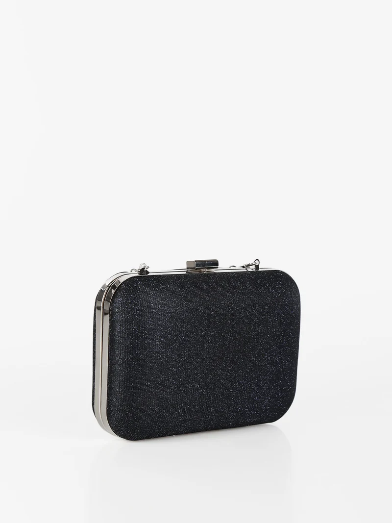 Pochette donna rigida brillantinata - blu scuro