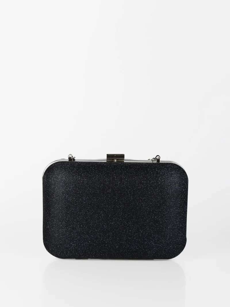 Pochette donna rigida brillantinata - blu scuro