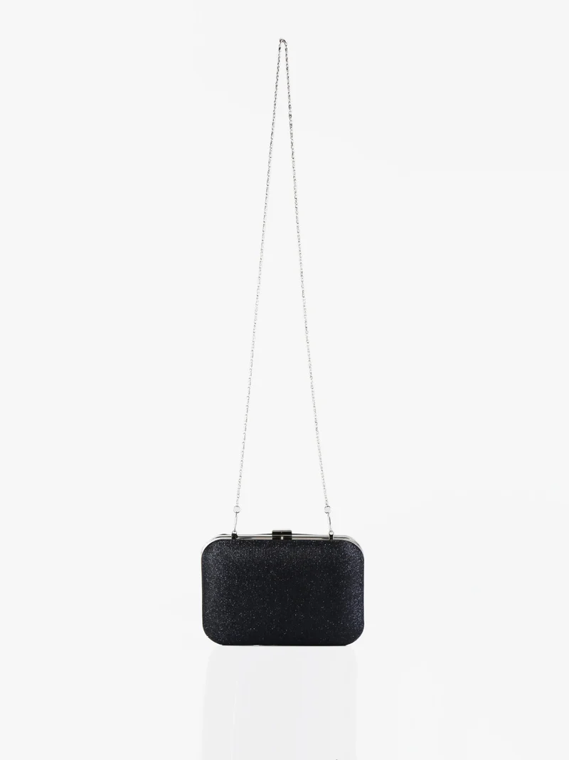 Pochette donna rigida brillantinata - blu scuro