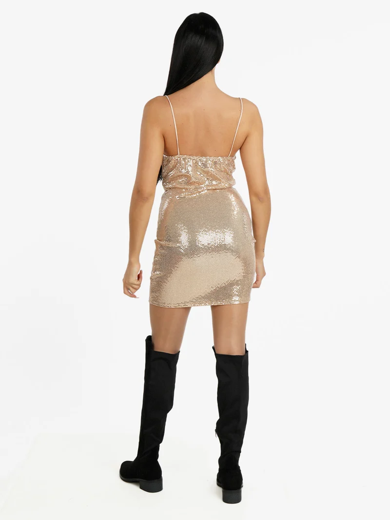 Mini abito da donna con paillettes - oro