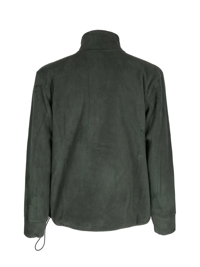 Felpa uomo in pile a collo alto con zip - verde scuro