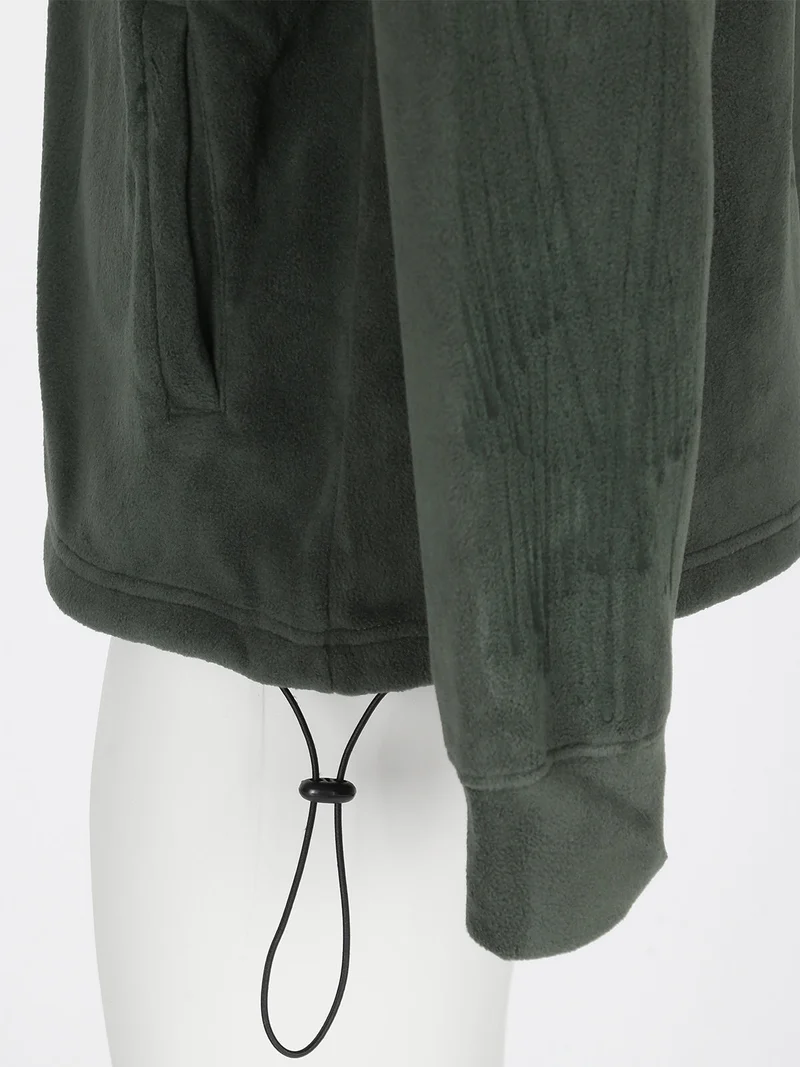 Felpa uomo in pile a collo alto con zip - verde scuro