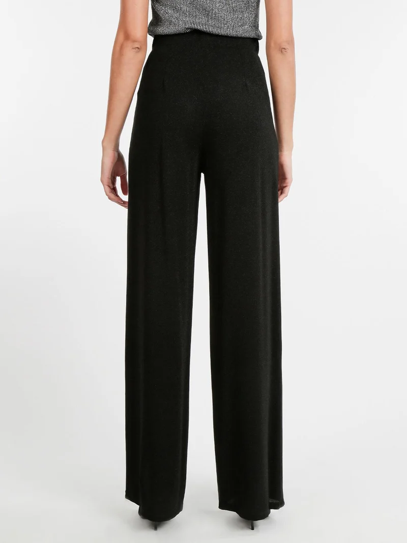 Pantaloni eleganti a gamba larga con lurex - nero