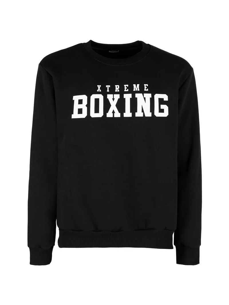 Felpa girocollo sportiva da uomo - nero