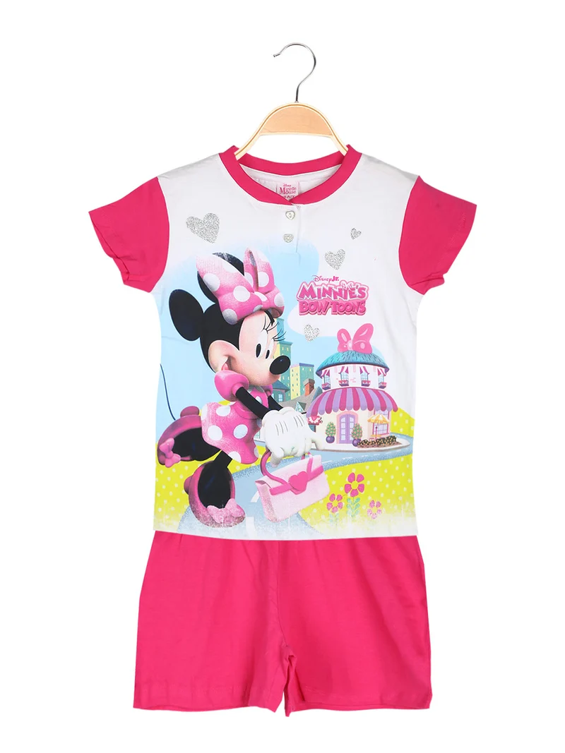Minnie pigiama corto da bambina in cotone - fucsia