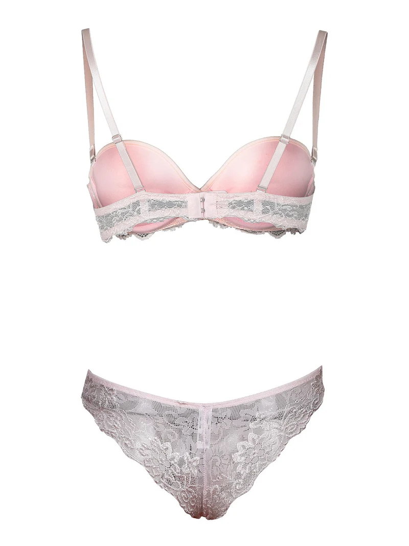 P0670C Fascia imbottita graduata + slip in pizzo - rosa