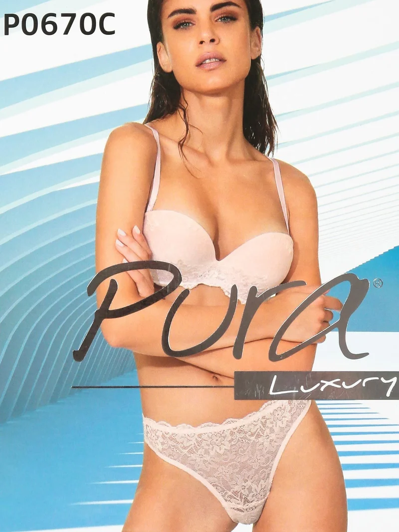 P0670C Fascia imbottita graduata + slip in pizzo - rosa