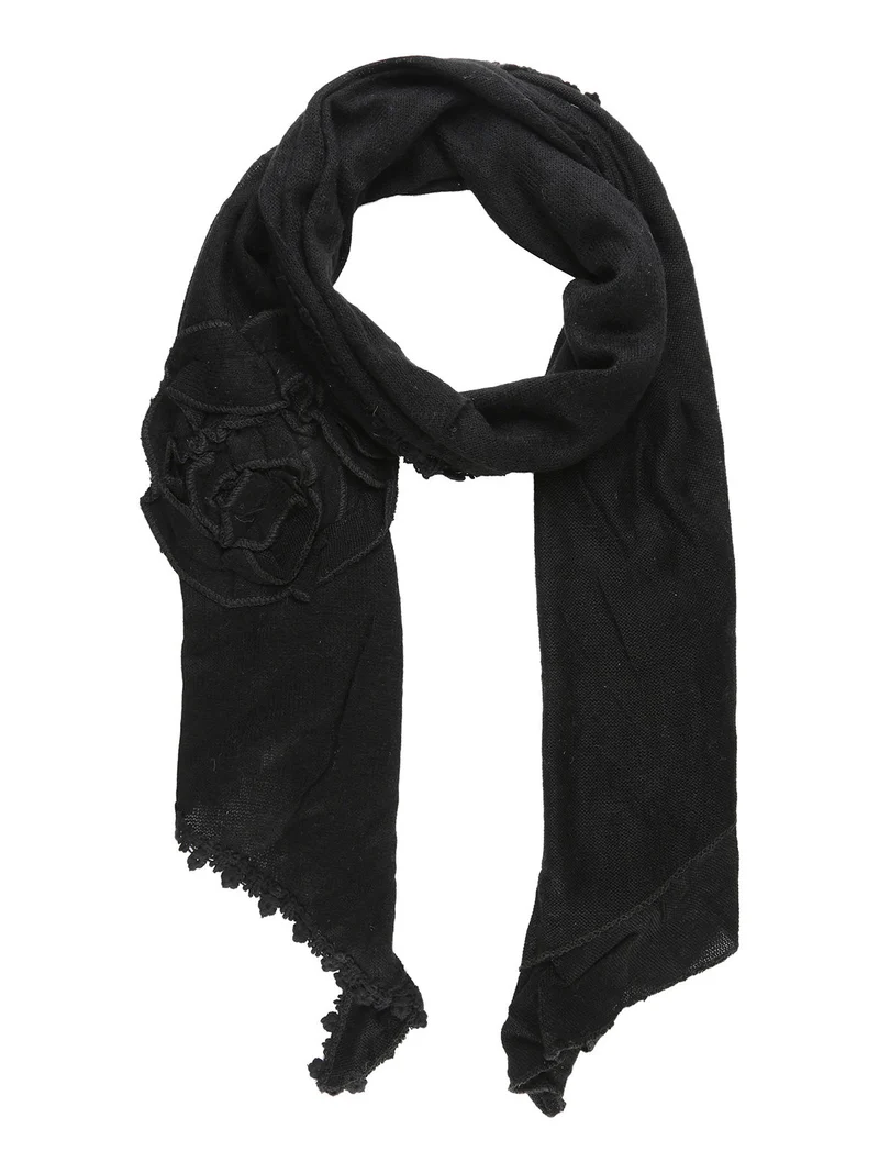 Sciarpa donna con ricami in pizzo - nero