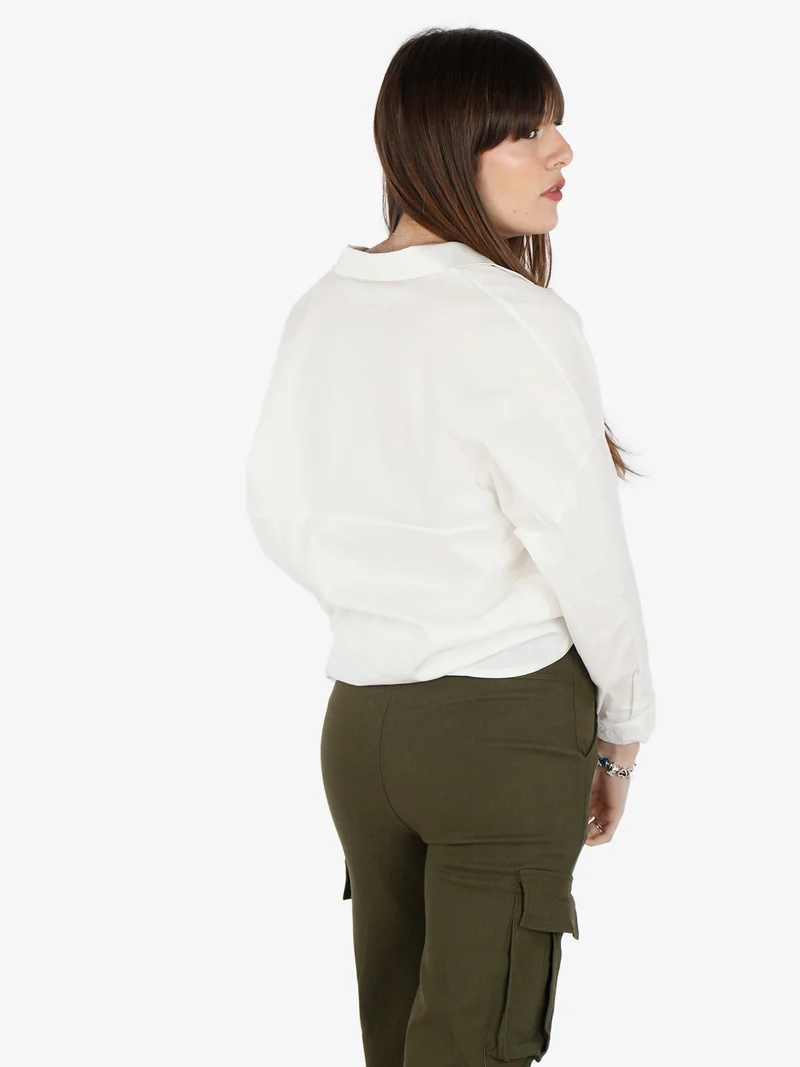 Camicetta donna annodata in cotone - panna