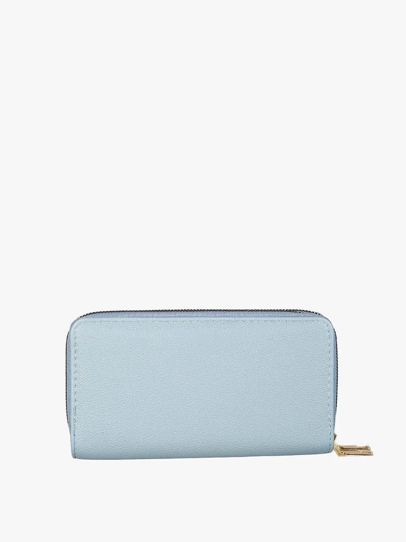 Portafoglio da donna con stampa monogramma e doppia tasca - azzurro