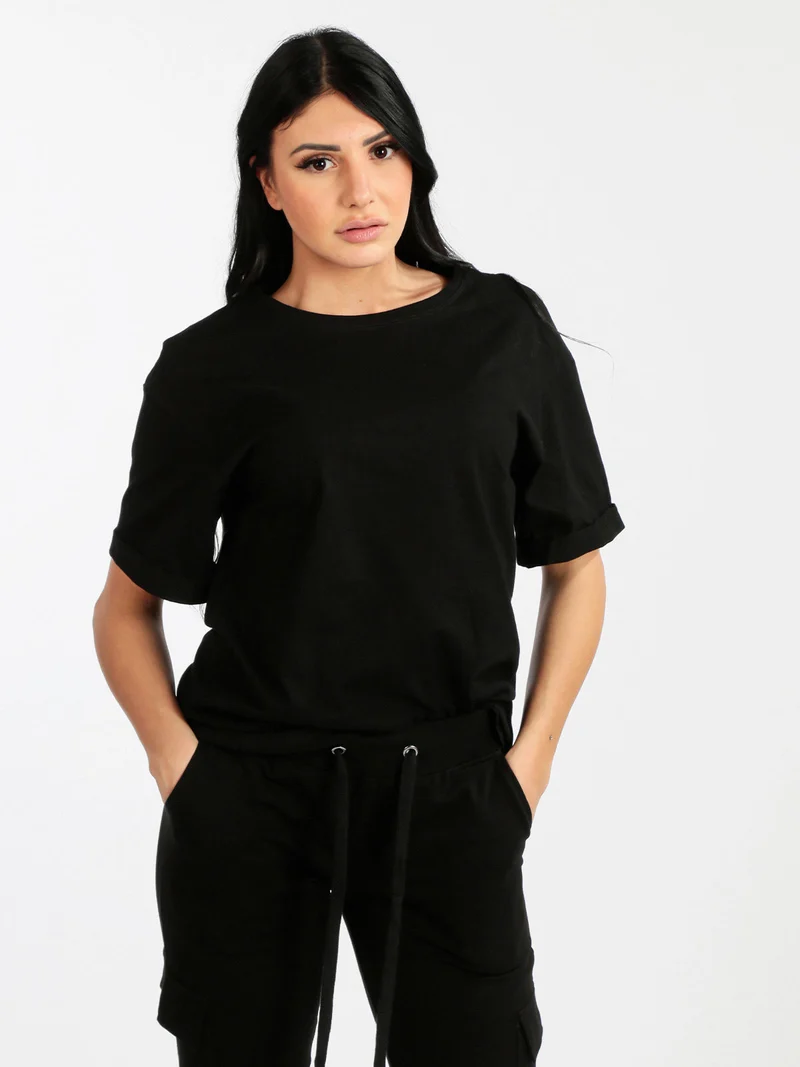 T-shirt donna oversize in cotone - nero