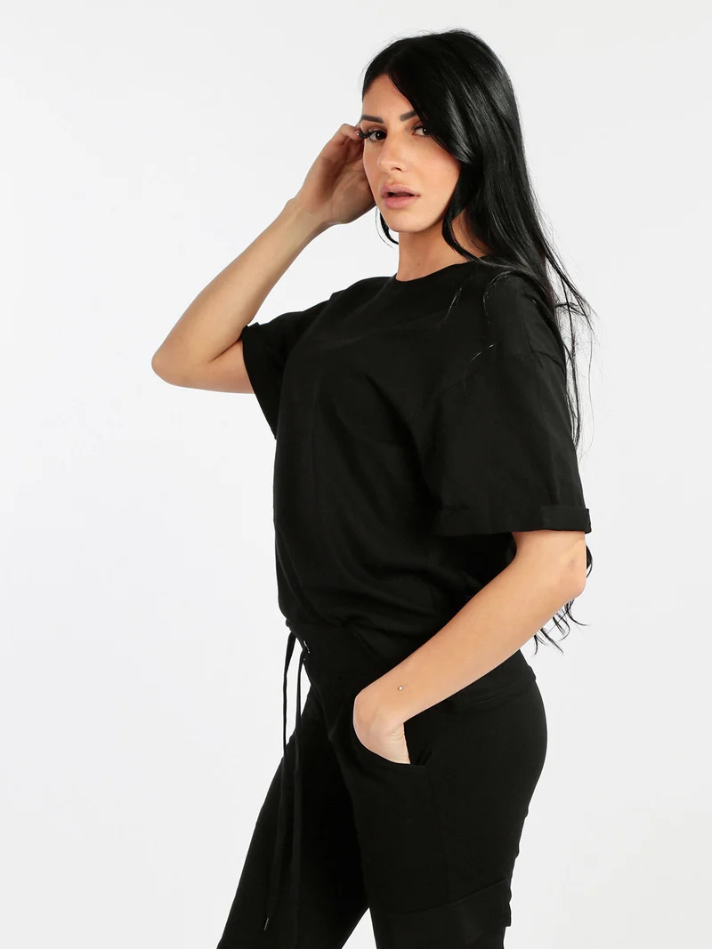 T-shirt donna oversize in cotone - nero
