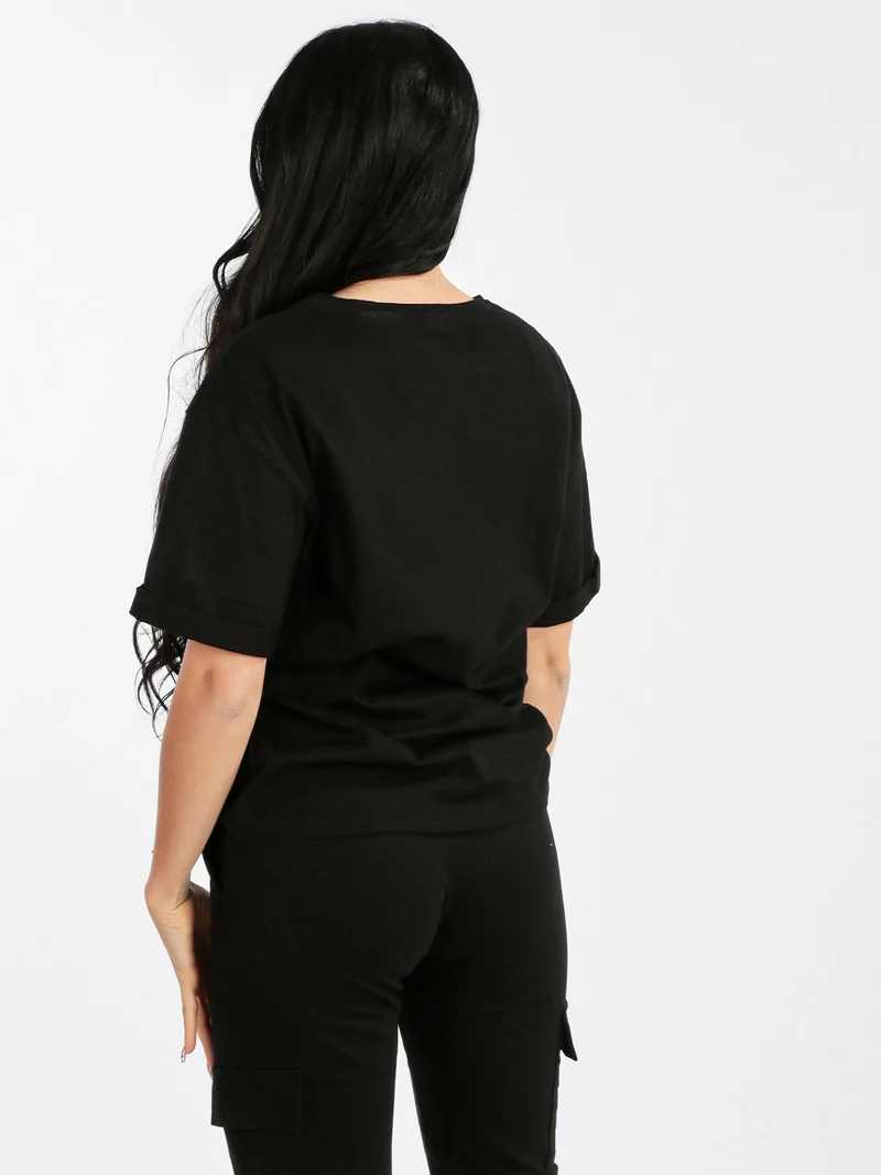 T-shirt donna oversize in cotone - nero