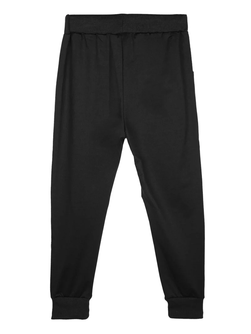 Pantaloni tuta da bambino con polsini e stampa disegno - nero